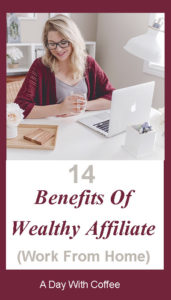 woman having a cup of tea and working on her laptop